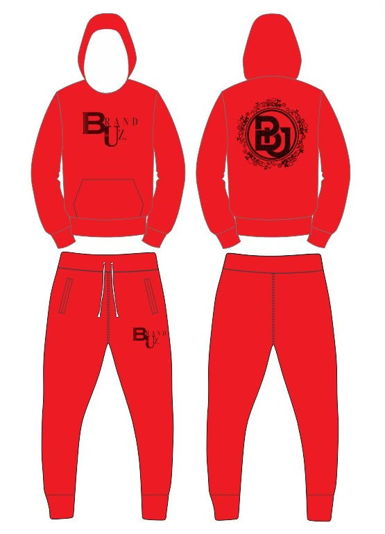 BrandUz Red & BLK Pullover Jogger set