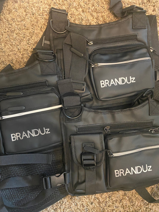 BrandUz Adjustable Nylon Chest Bags BLACK