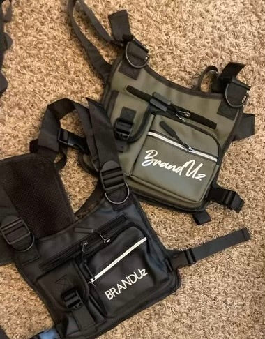 BrandUz Adjustable Nylon Chest Bags BLACK