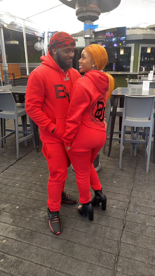 BrandUz Red & BLK Pullover Jogger set