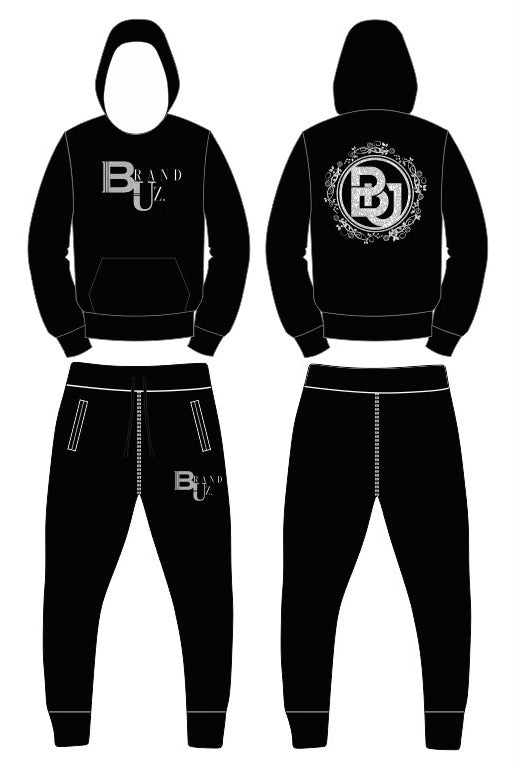 BrandUz BLK & White Pullover Jogger Set